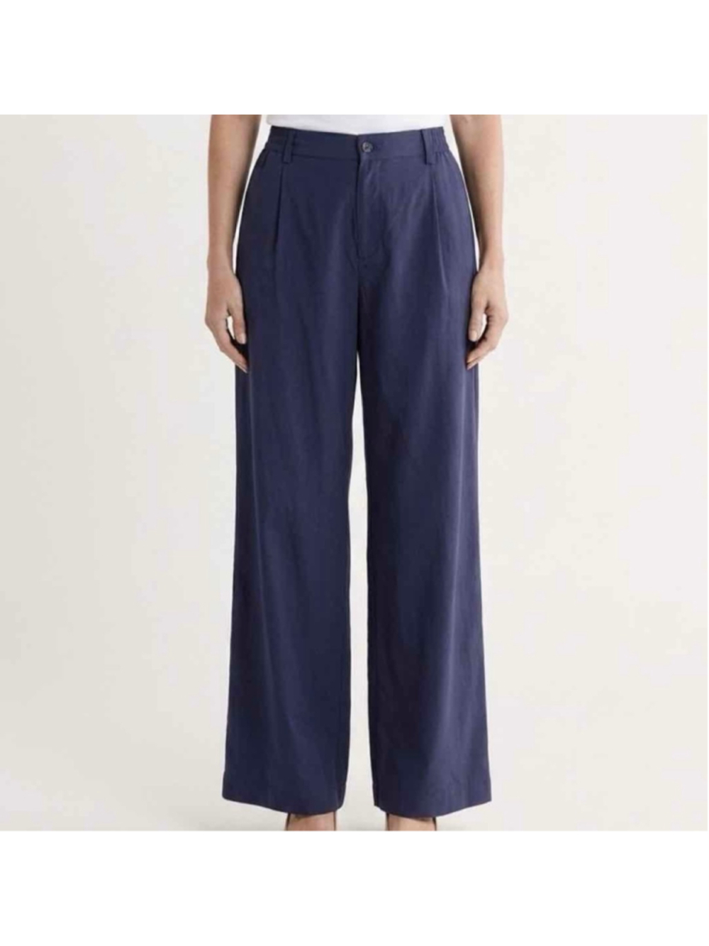 Simkhai Navy Satin Drawstring Elastic Waist Trousers Size 8 NWT